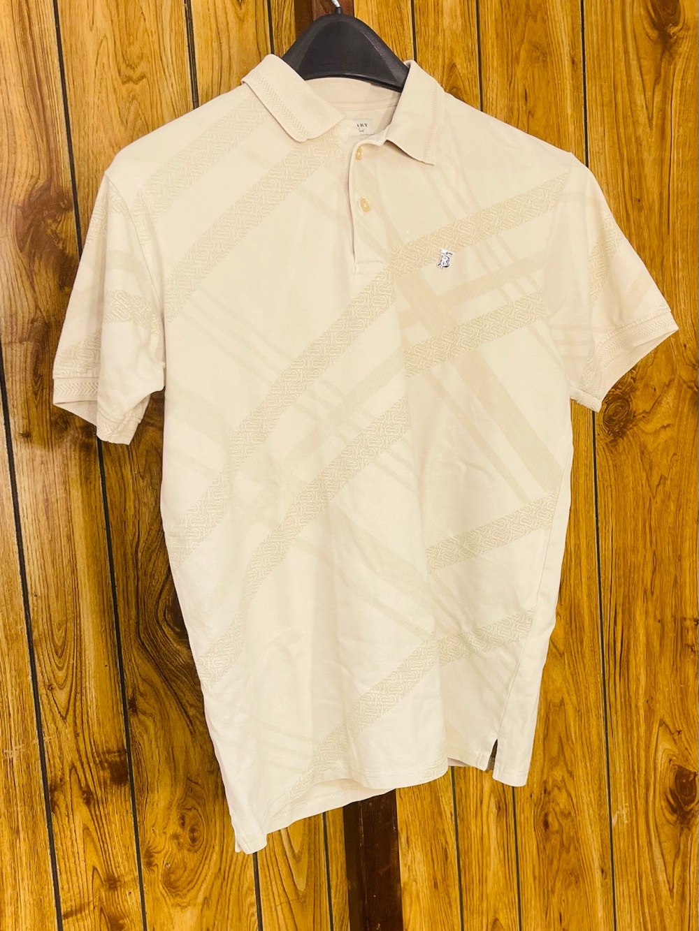 Burberry Cream Beige Short-Sleeve Polo Shirt
